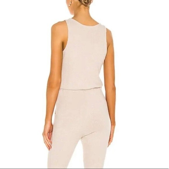 LBLC The Label Samantha High Waisted Ribbed Jumpsuit in Oatmeal Beige Revolve M - Picture 3 of 16